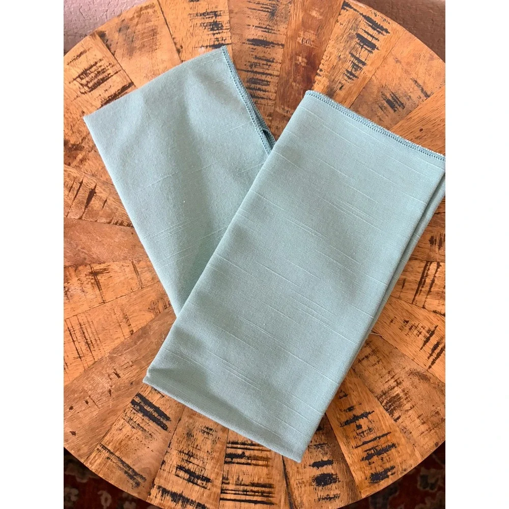 Vintage Seafoam Green Slub Texture Cloth Napkins‎ Set of 2 Teal Dinner Linens